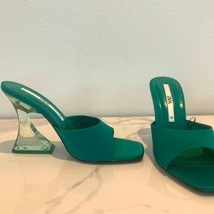 Green, lucite Zara heels